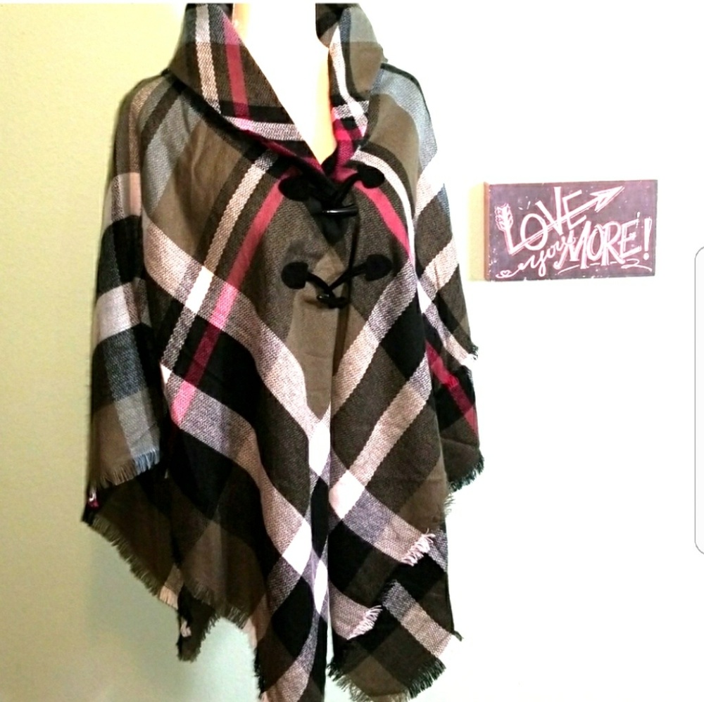 Apt.9 Plaid Poncho Ruana Shawl